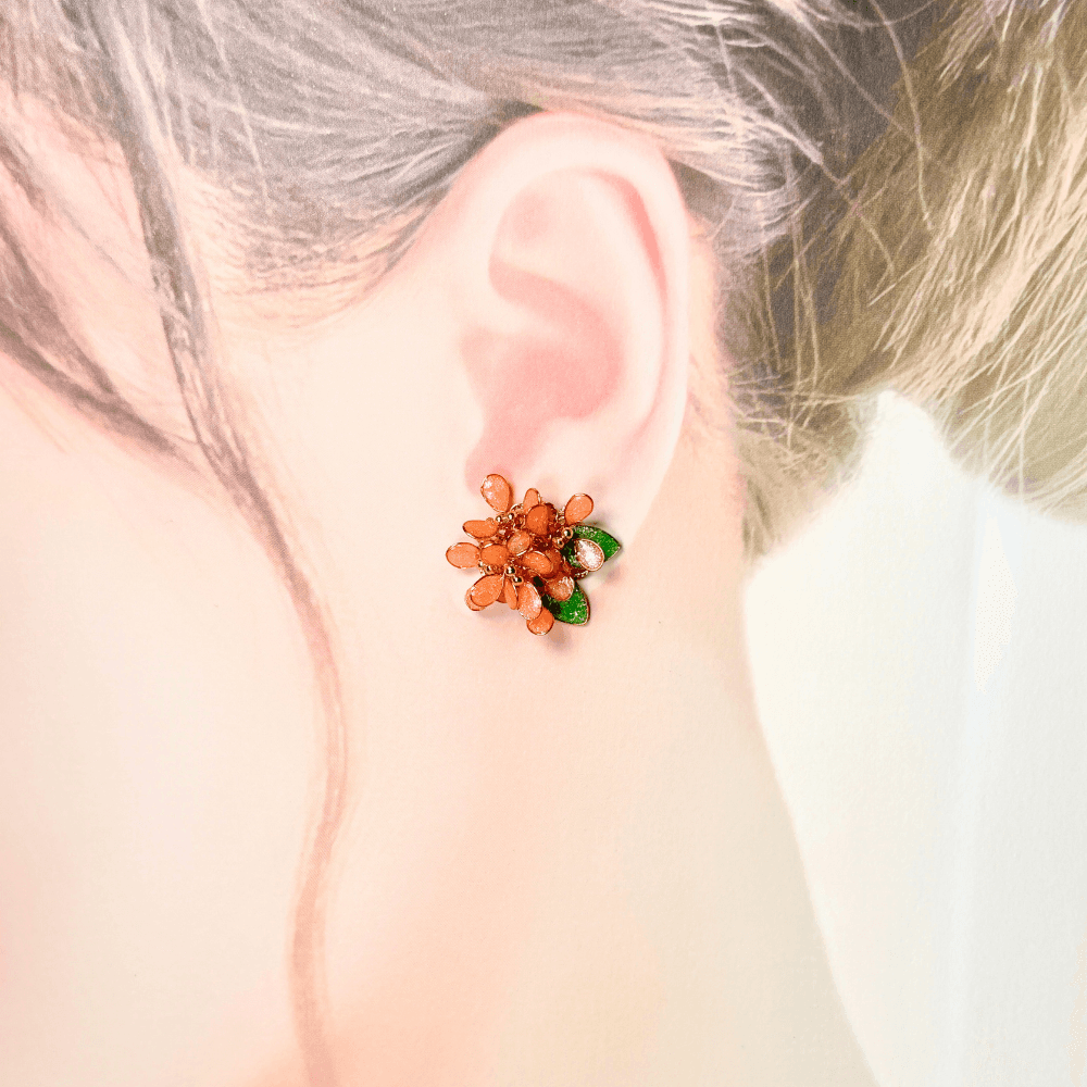 【金木犀/キンモクセイ】2wayピアス 秋の新作 揺れるオレンジ 金属アレルギー対応 サージカルステンレス 受注生産 | 4枚目